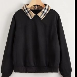 Plaid collared sweatshirt